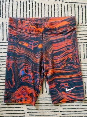 Nike Red & Black Marbled Athletic Biker Shorts